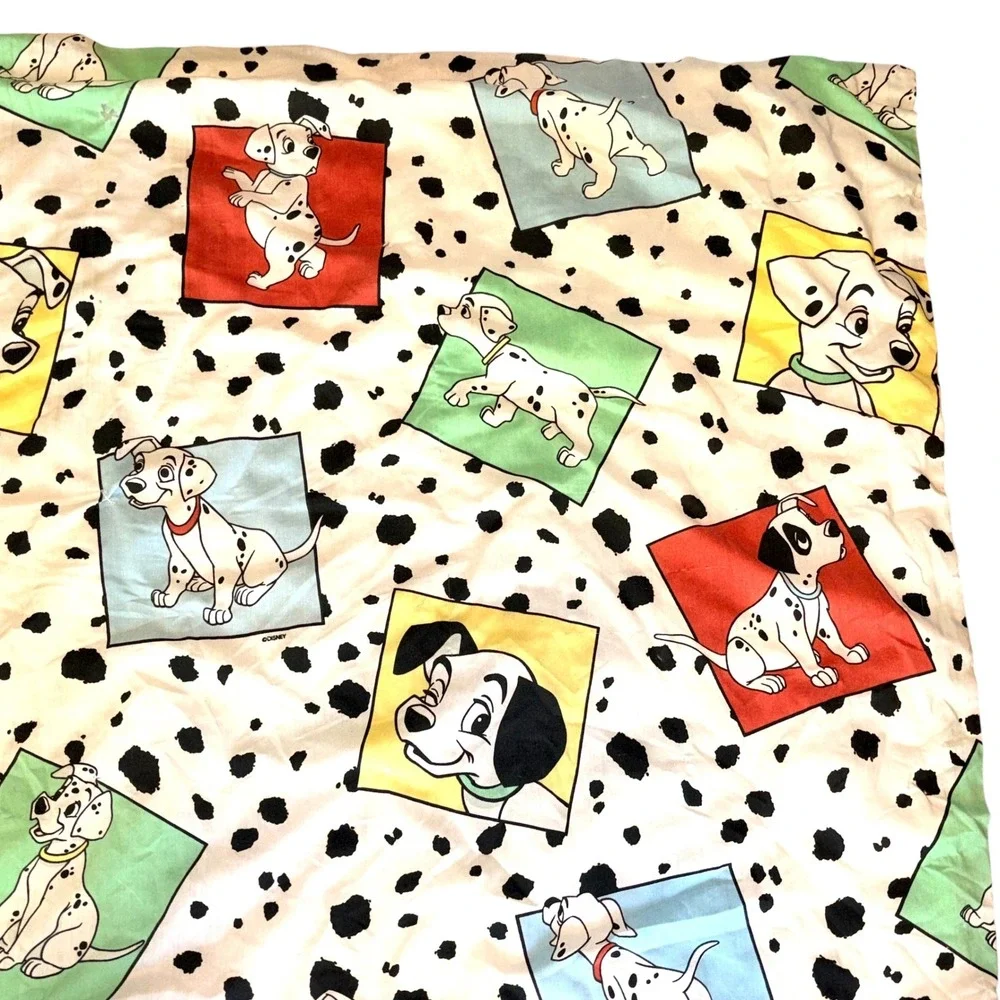 Vtg Nursery Rhyme Embroidered Quilt Reversible 101 Dalmatians Baby Blanket